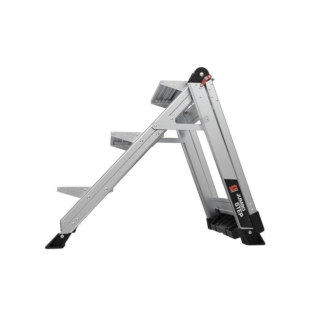 3 Step Lightweight Aluminum Stepladder with Adjustable Handrail Tool Tray