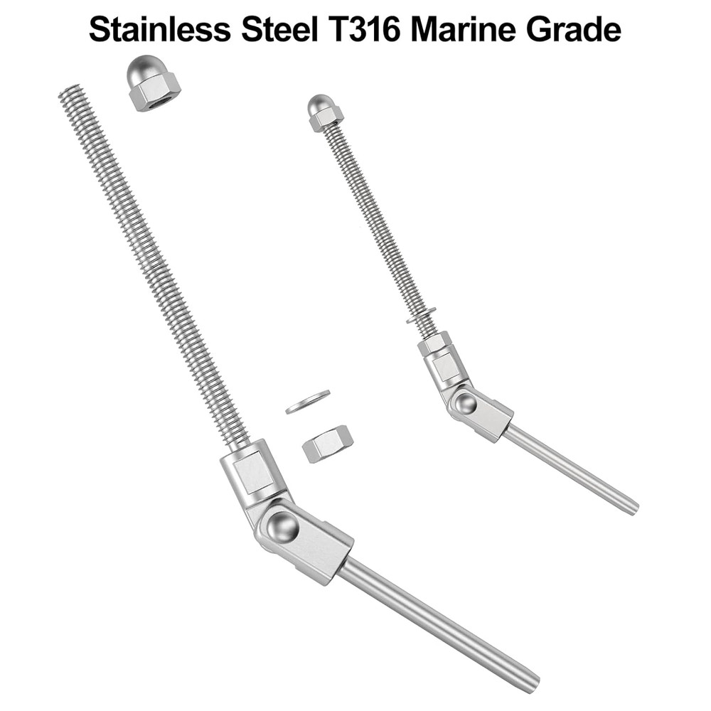 20 Pack 6" Angled Swage Threaded Studs for Cable Railing Hardware