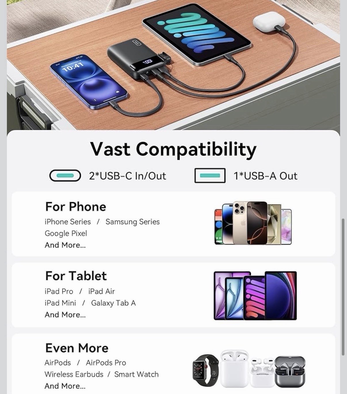 INIU Portable Charger Smallest 22.5W 20000mAh USB C in&Out Power Bank Fast Charg