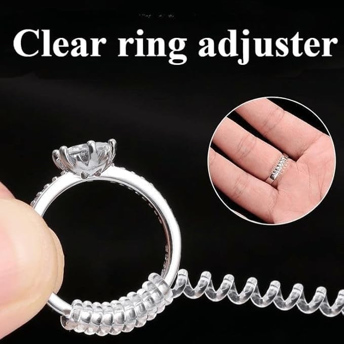 12 Pack Ring Sizers Invisible Sizer Adjuster for Loose Rings Transparent