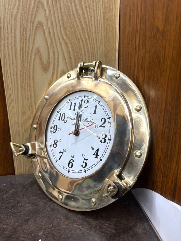 10 Inch Handmade Solid Brass Porthole With Clock Nautical Wall Décor gift item