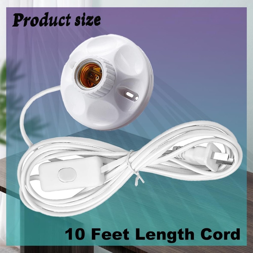 10FT Light Bulb Base with Cord E26/E27 Light Socket with On/Off Switch, 110V-...