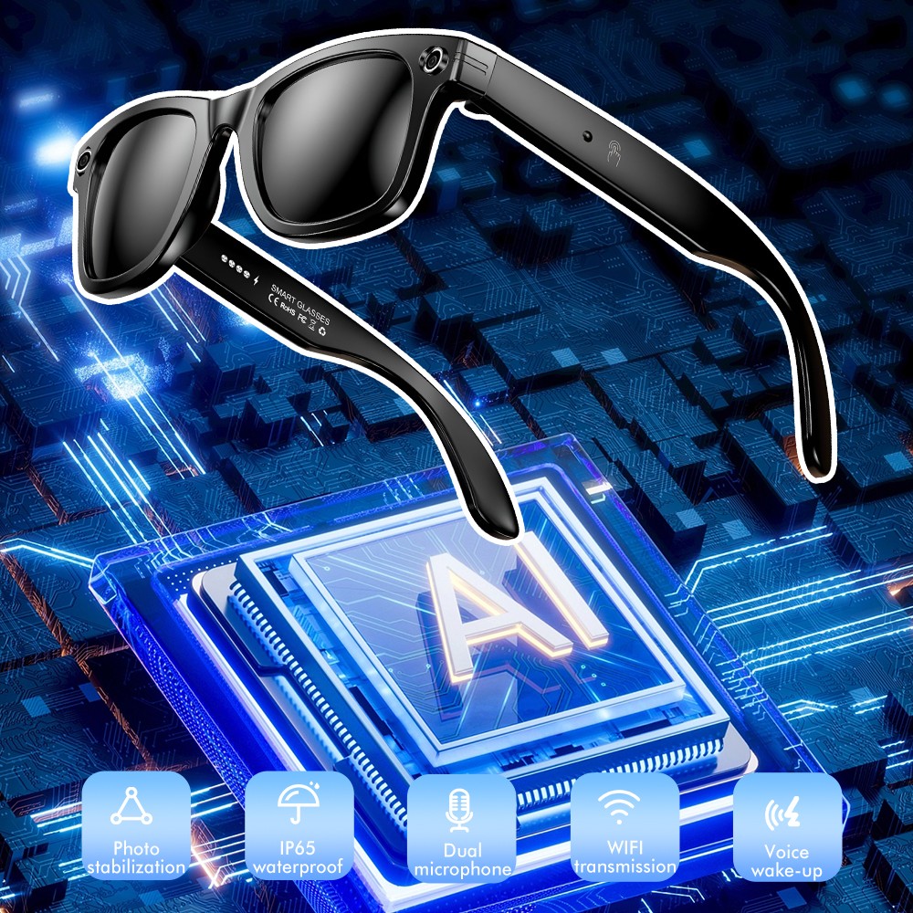 AI Smart Glasses with HD Camera Voice Translation BT Video Recording Sunglasses