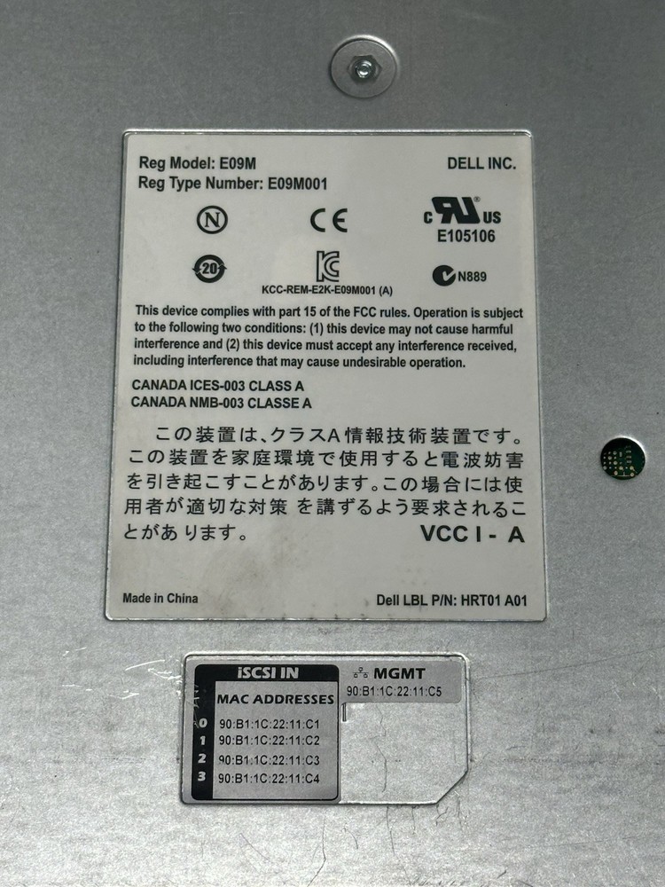 Pair of Dell EqualLogic Type 11 Control Modules - E09M001