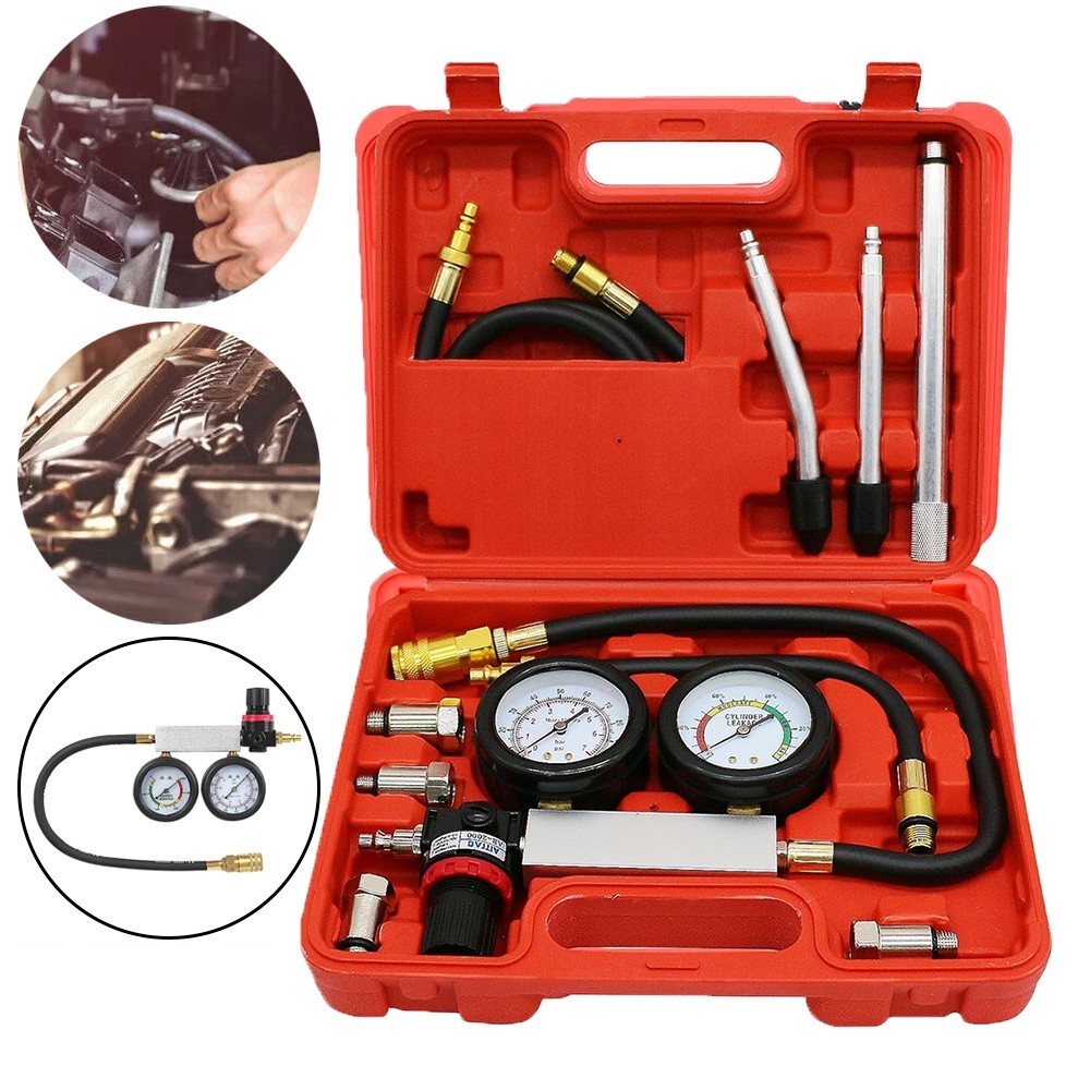 Cylinder Leak Down Tester Petrol Engine Compression Leakage Detector Tool Kit