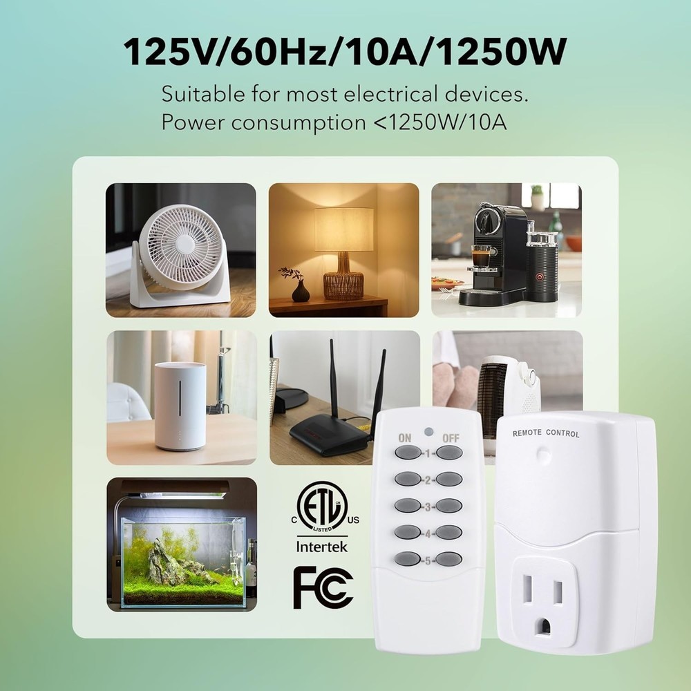 Mini Wireless Remote Control Outlet Switch Power Plug in for Household Applia...