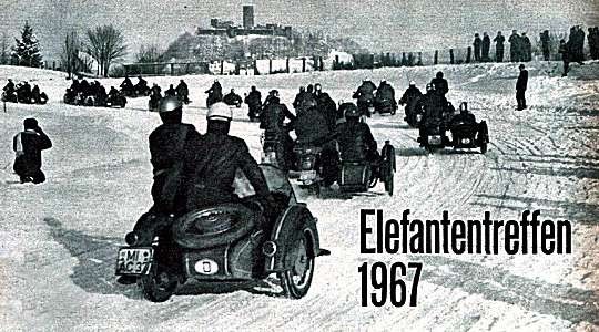 1960s Motorcycle Rally Elefantentreffen Sign! Rare German Motorbike Club Poster