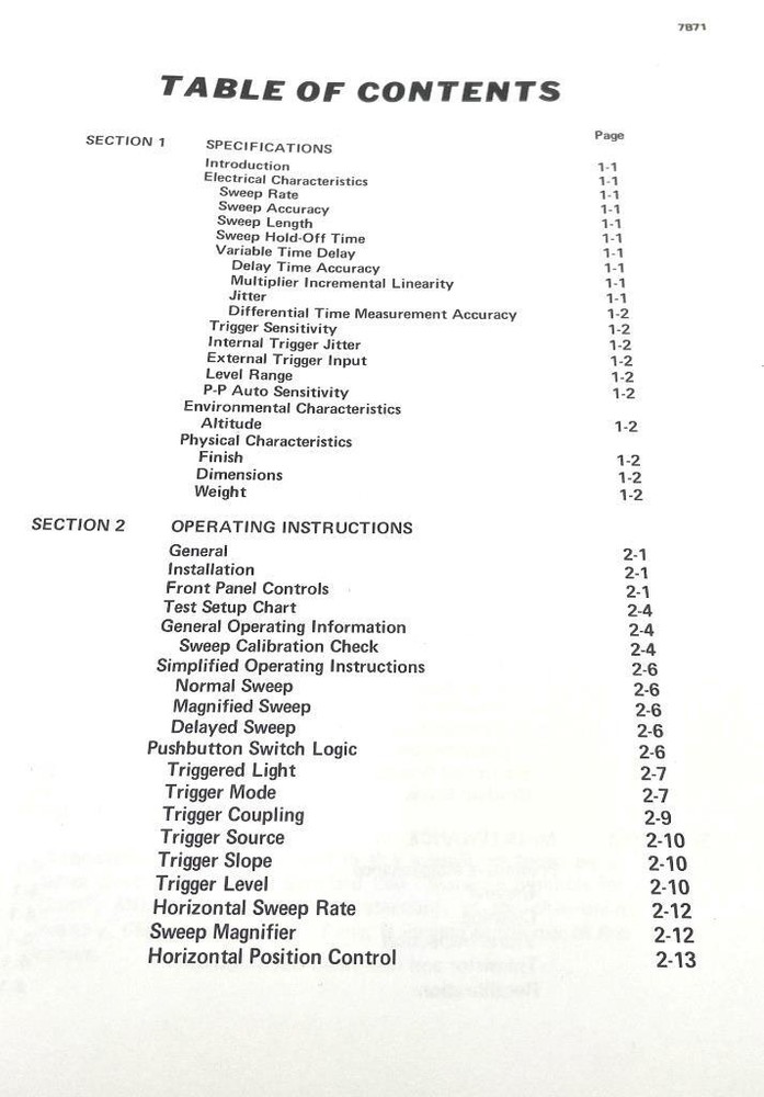 Tektronix 7B71 Delaying Time Base Instruction Manual