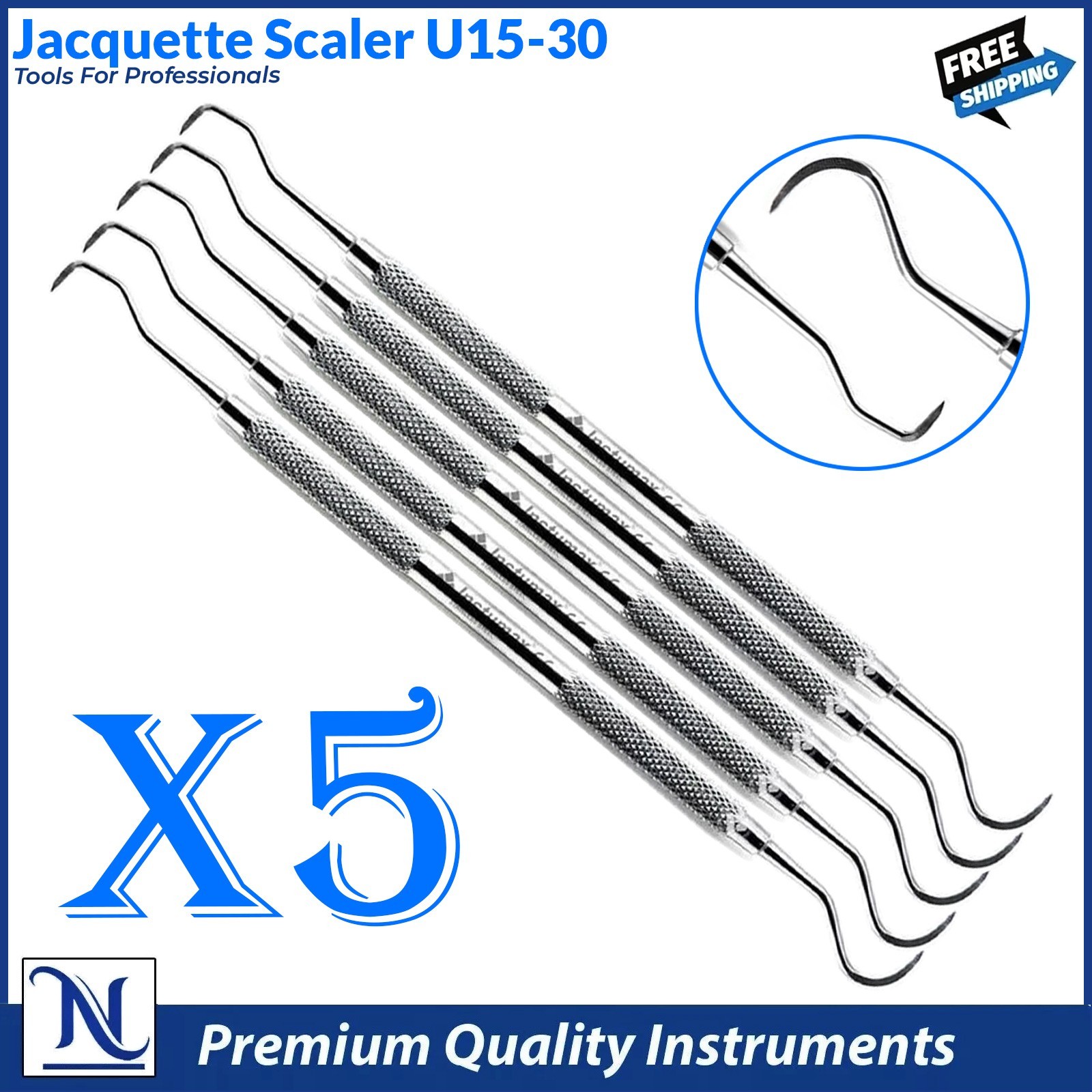 Dental Sickle Scaler Anterior Towner Jacquette scaler U15-33 DE W/Hollow Handle