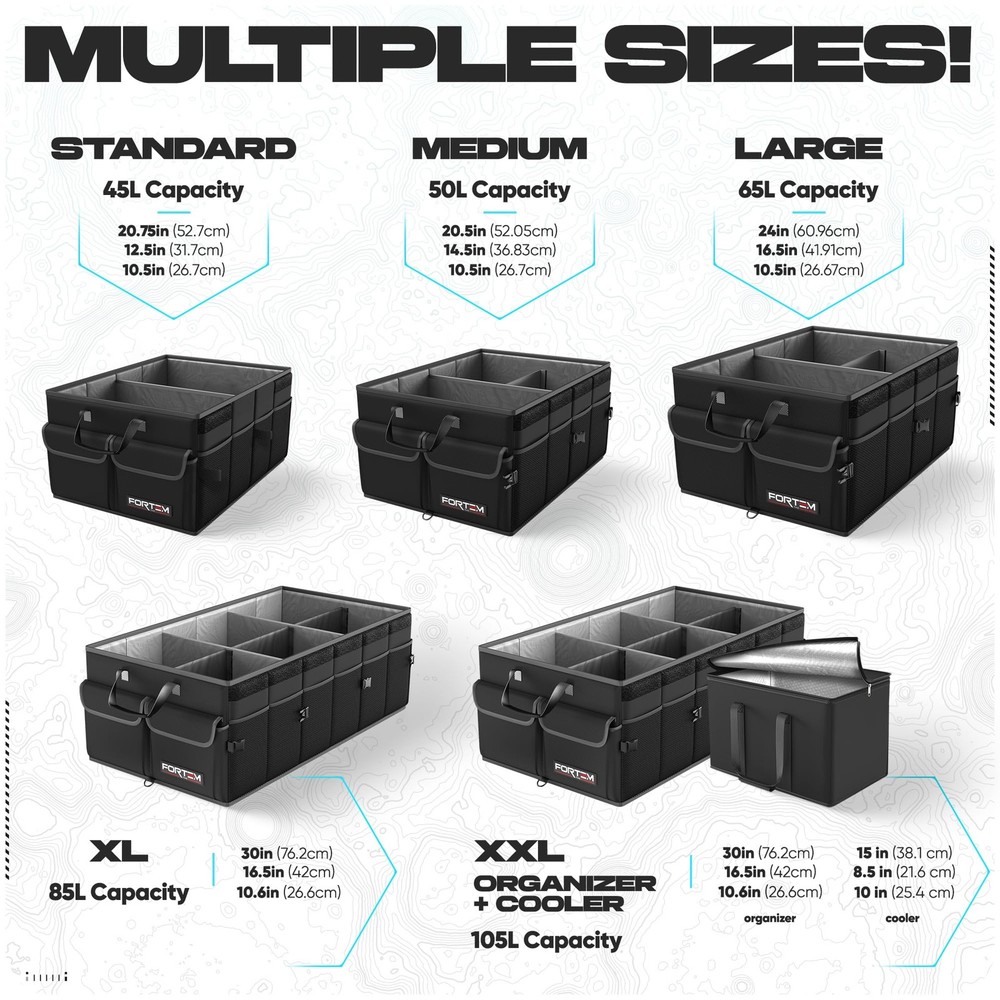 Car Trunk Organizer, Collapsible Multi-Compartment Storage for SUV Accessories