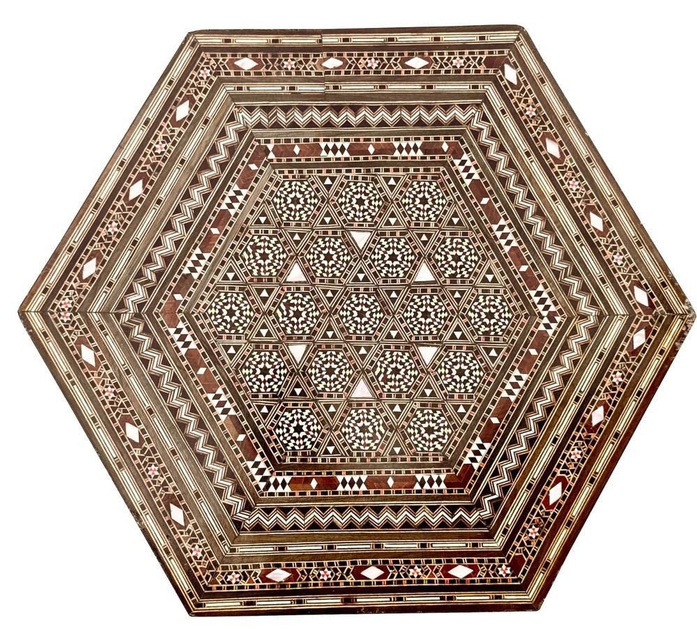 antique marquetry middle eastern table table