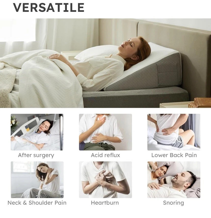 Wedge Pillow, Multipurpose, Memory Foam, Washable