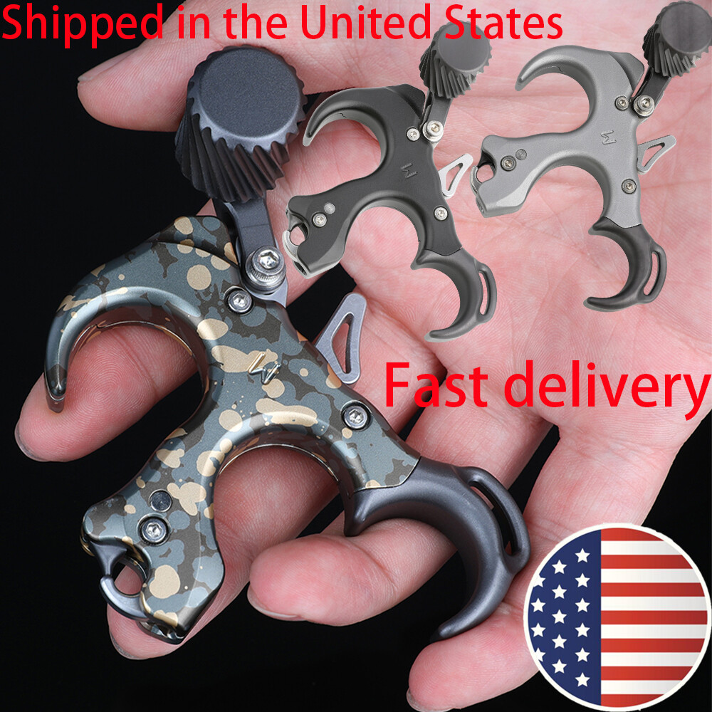 US Compound Bow Release Aids Trigger 3 Finger Grip Thumb Button Archery Hunting