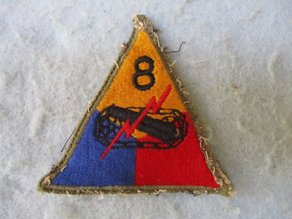 WWII US Army Patch 8th Armor Division Thundering Herd Green Back WW2