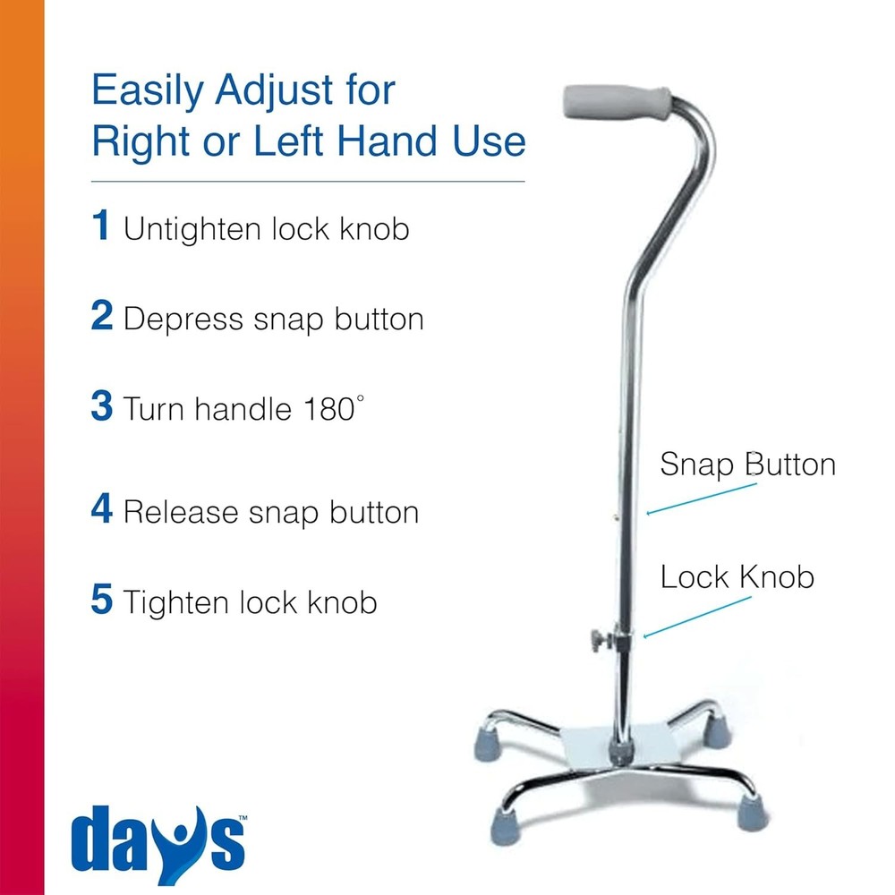 Quad Cane with Slip-Resistant Tips - Adjustable Height for Personalized Comfort