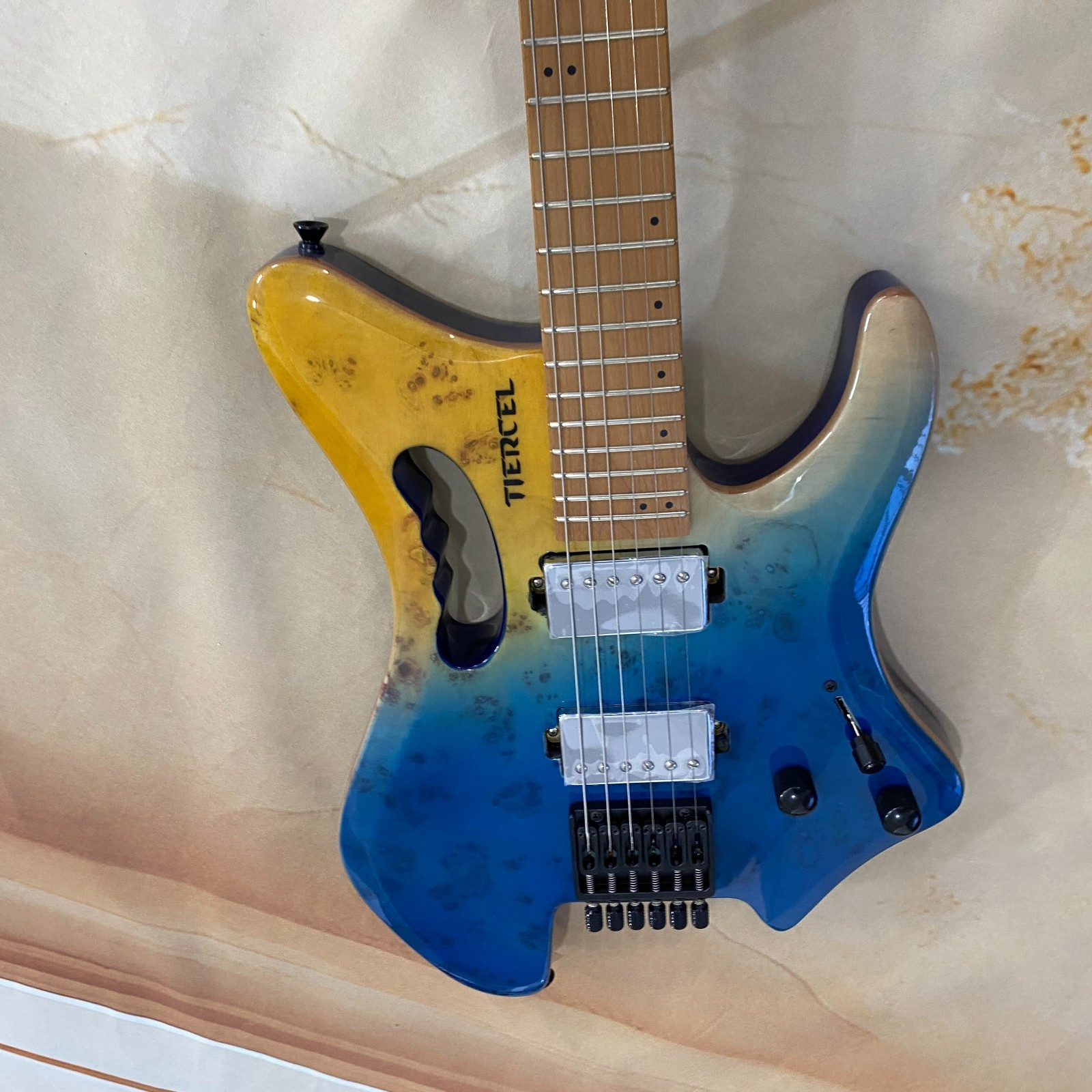 Headless Guitar HH pickups basswood body blue Discount