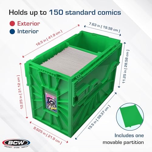 Short Comic Book Bin | Holds 150 Comics | Stackable Plastic Storage | Single
