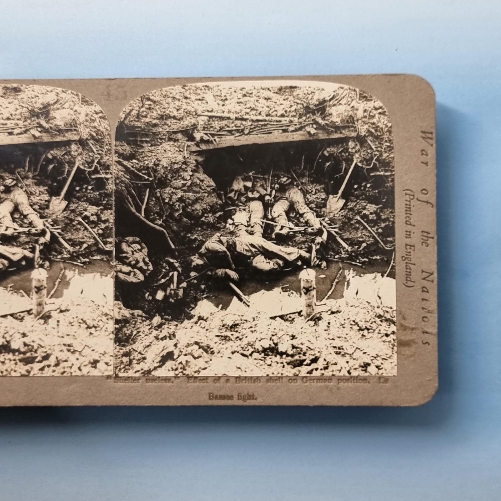 WW1 Military Stereoview C1917 Shelled German Dugout Loss Real Photo Rare Series