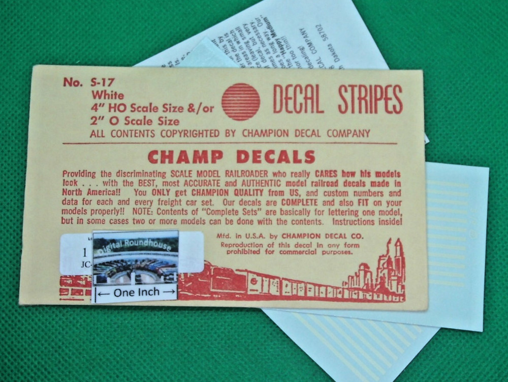Champ Decals Stripes #S-17 Stripes White, HO 4", O 2"