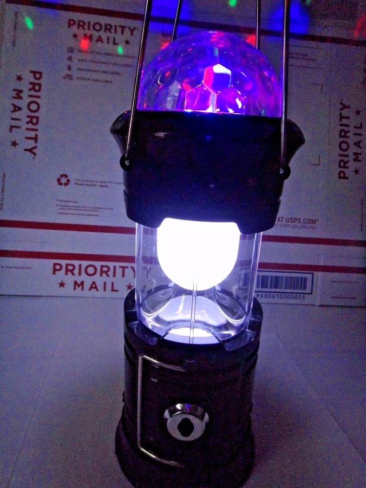 3 in 1 Solar Panel rechargeable outdoor camping Flashlight Lantern lamp & disco