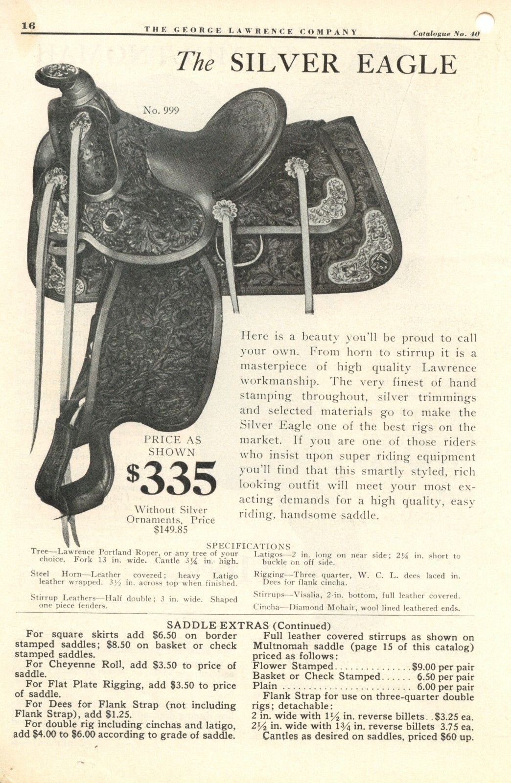 1940 George Lawrence Leather Catalog #40 on CD - Saddles, Holsters, Portland, OR