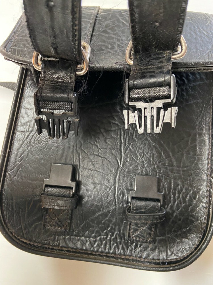 BILT Black Custom Motorcycle Leather Saddle Bag