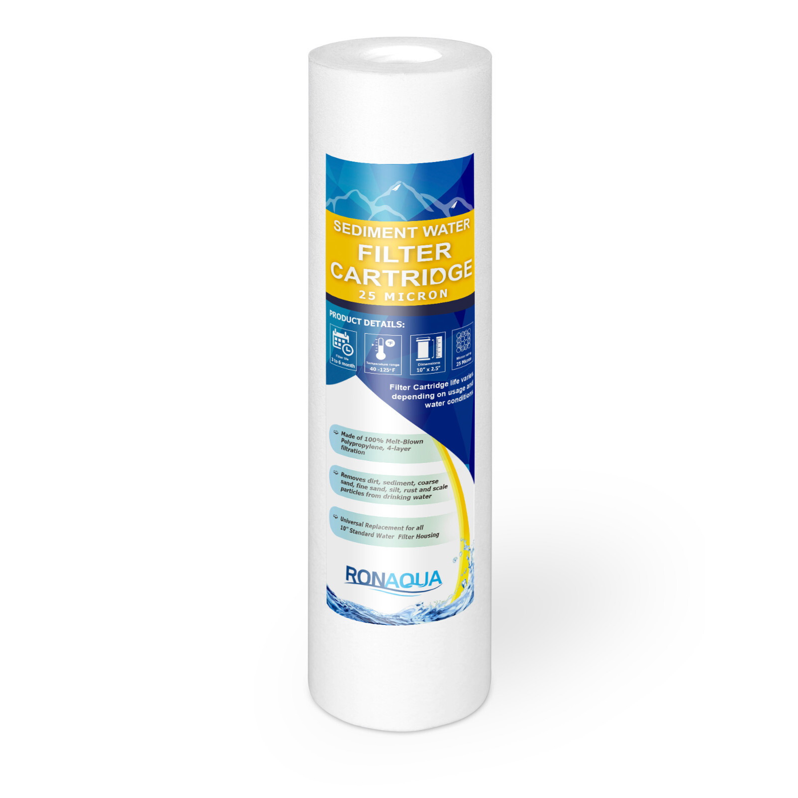 10" Clear Standard Whole House Water Filter System 25 Micron Sediment Filter