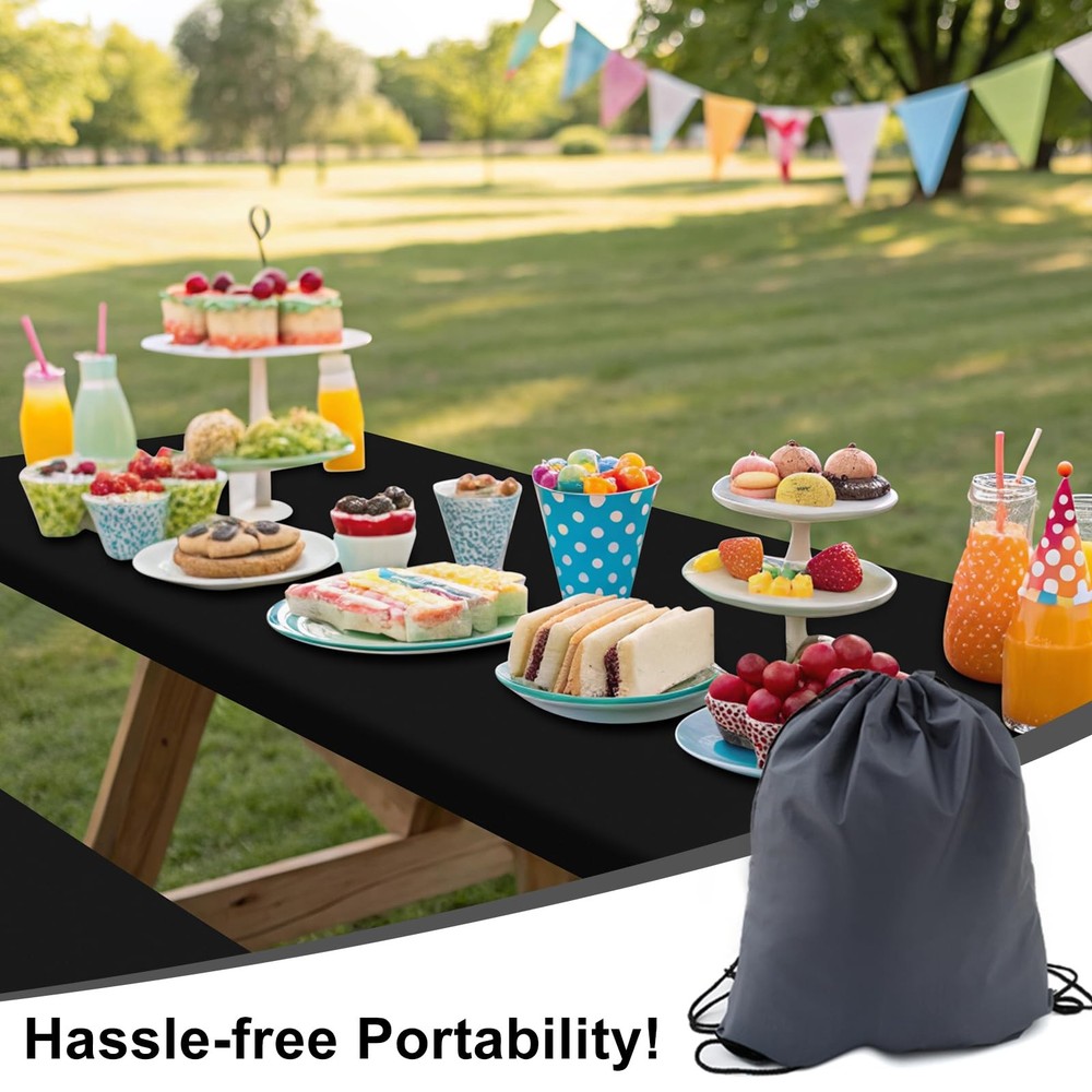 Smiry Picnic Table Cover with Bench Covers, Waterproof Elastic Fitted Polyest...