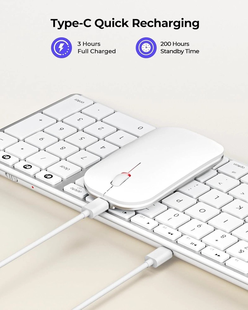 Bluetooth Keyboard and Mouse Combo for Mac, -2 Rechargeable Slim Wireless Key...