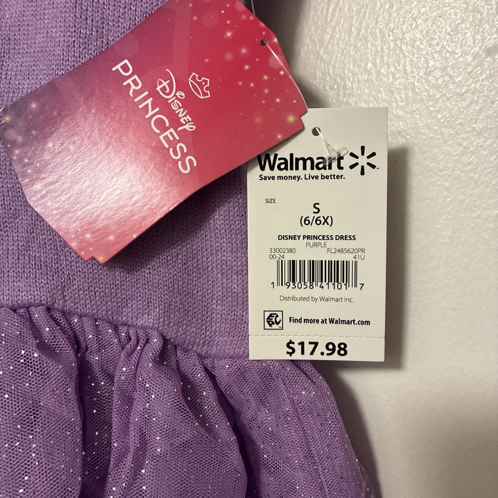 Disney Princess Tangled Rapunzel Sweater Dress Girls 6-6X purple Short Sleeve