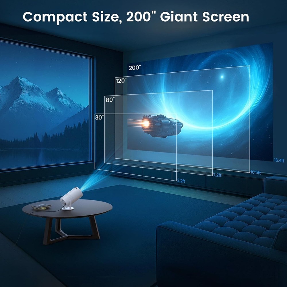 Smart Mini Projector with Auto Keystone & Multi-Device Compatibility - HD 1080P