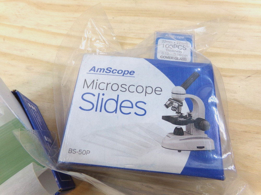 Amscope Microscope Slides BS-50P Clear Glass 2 Boxes - 100 Slides