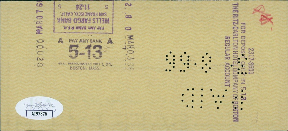 Cornel Wilde Actor Singer Signed Cancelled Check JSA Authenticated