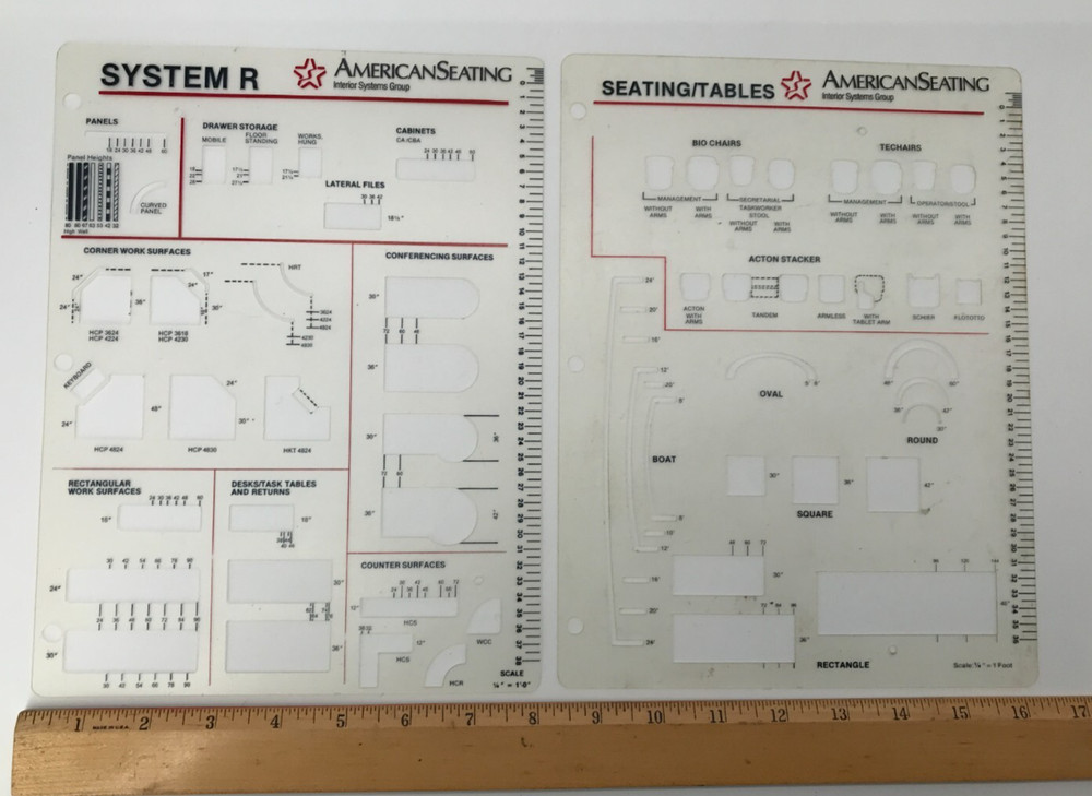 American Seating Interior Systems Group Architectural Drafting Templates Set