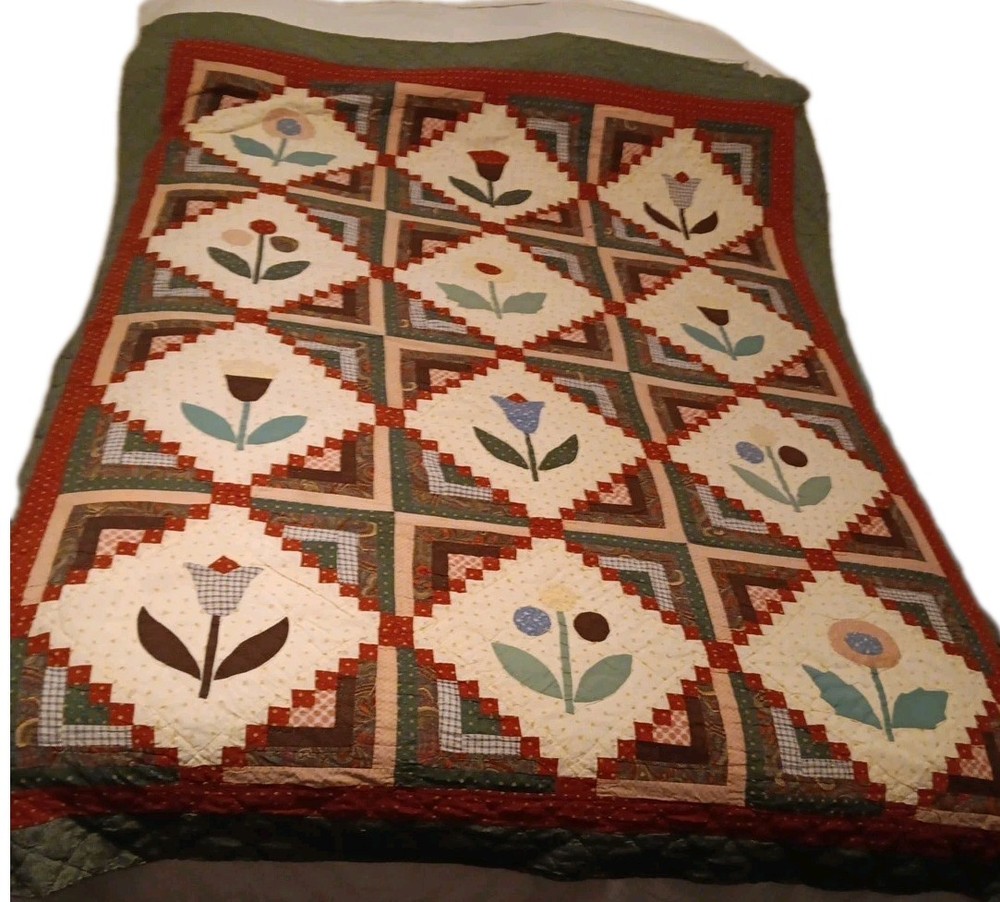 Vintage Patchwork Quilt 80" X 65" READ