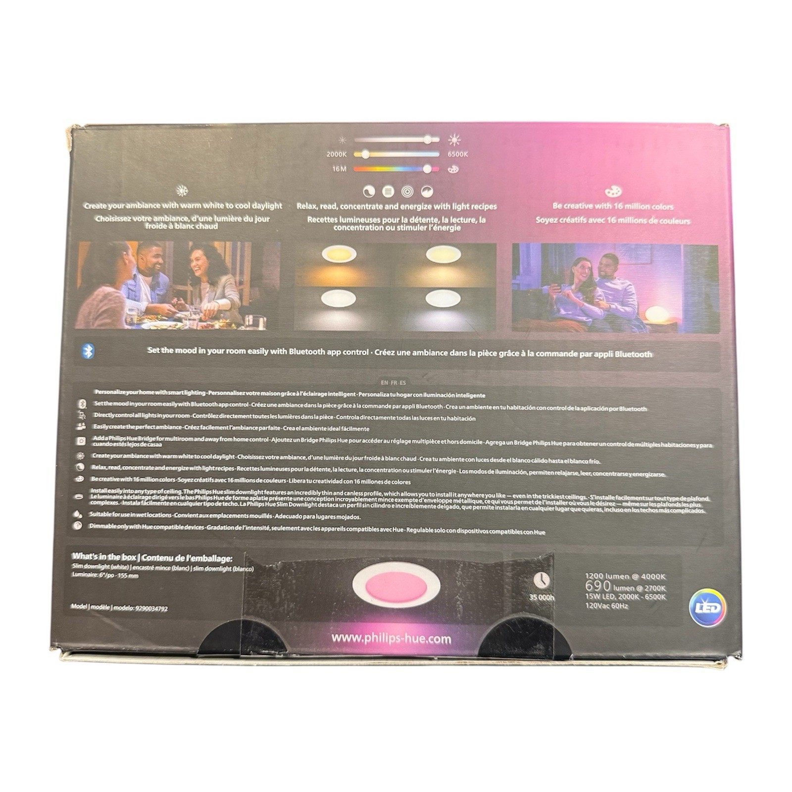 Philips Hue Smart Slim 6 Inch LED Downlight White and Color Ambiance Light