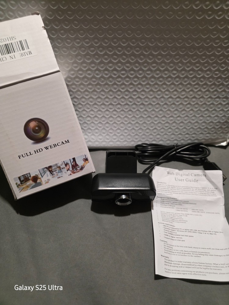 Full HD Webcam | USB Plug & Play | Built-in Mic | Open Box Unused | PC/Mac