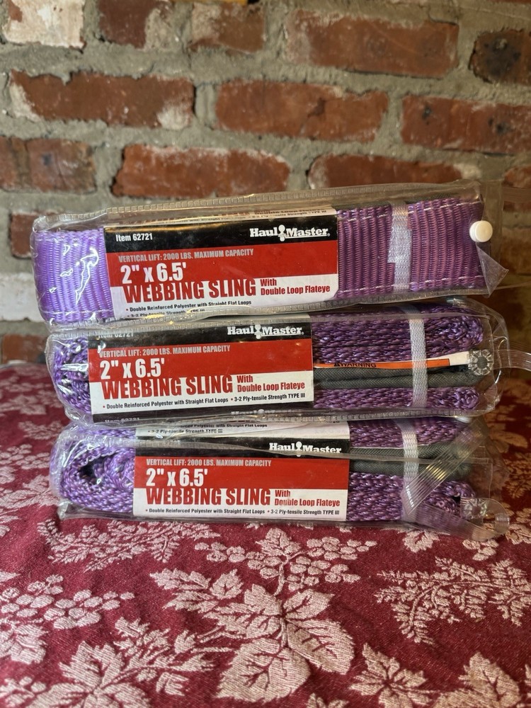 6-1/2 Ft 2000 Lbs Lifting Sling Webbing Pull Rope Double Flat Loop Heavy Duty 3