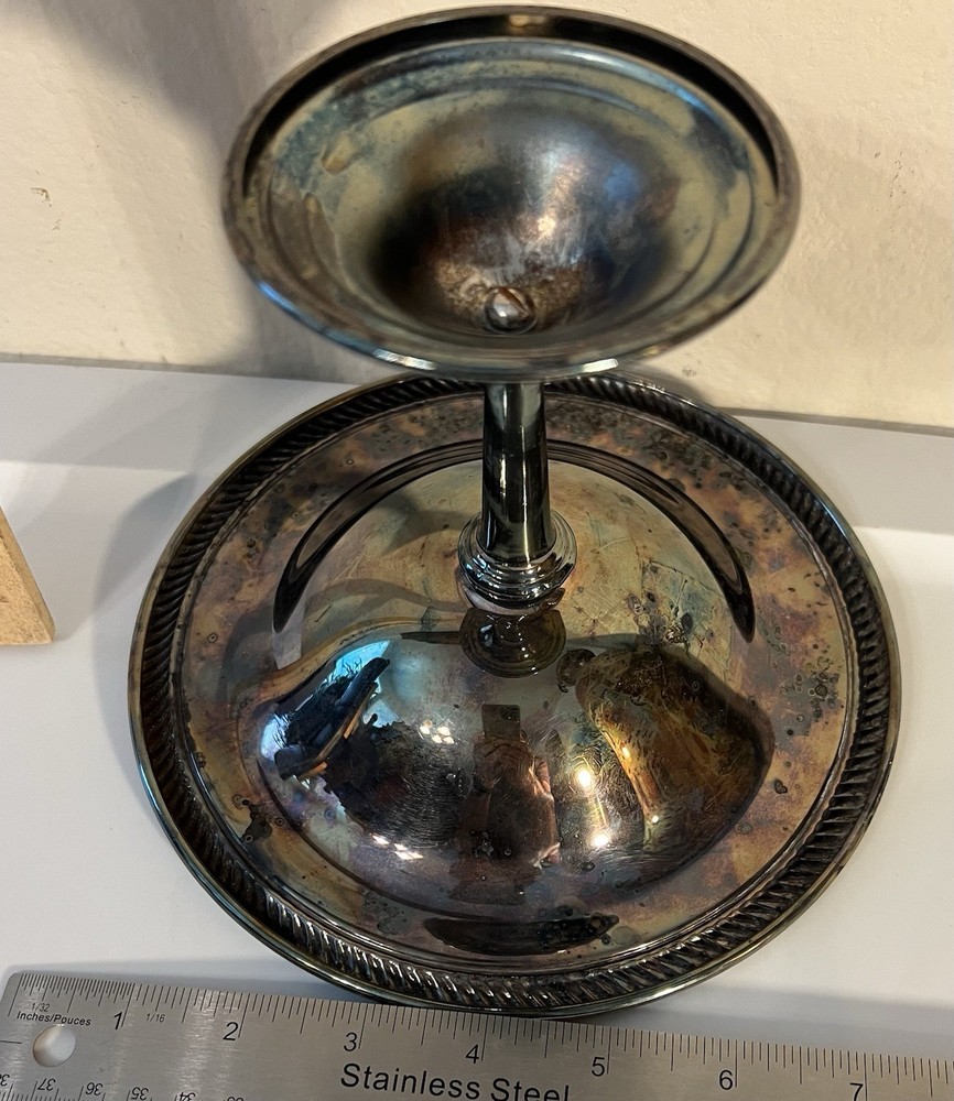 Silver Plated Compote Pedestal Bowl Decorative Collectible