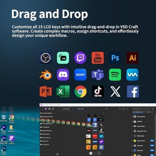 Stream Controller Deck with 18 Custom Macro Keys for OBS Twitch YouTube - PC & M