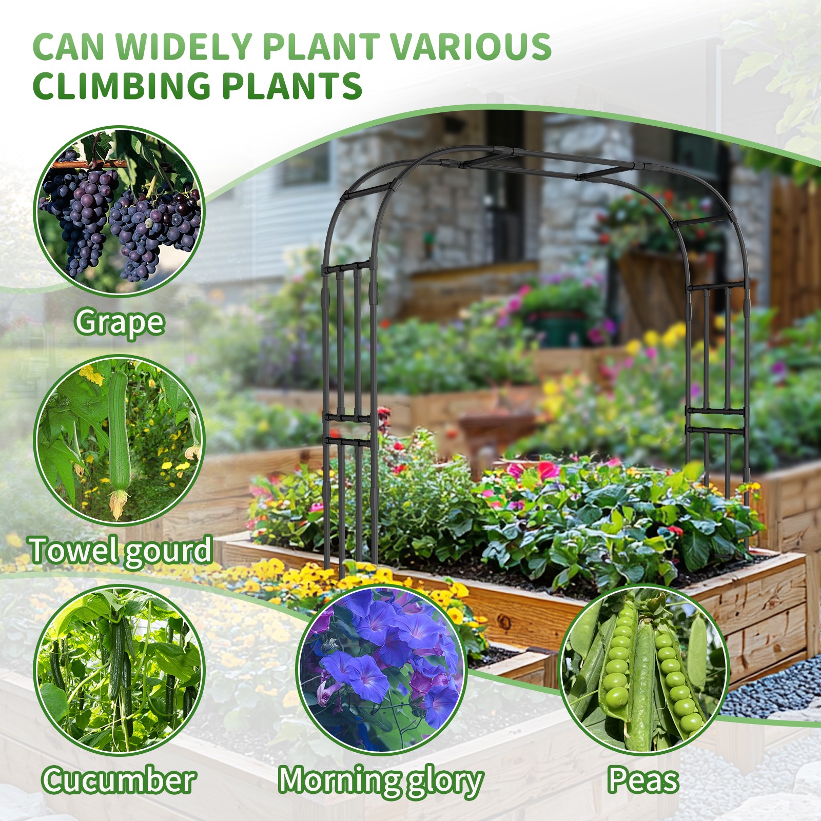 SUNYRISY Metal Garden Arch Trellis for Climbing Plants Garden Arbors and Arches