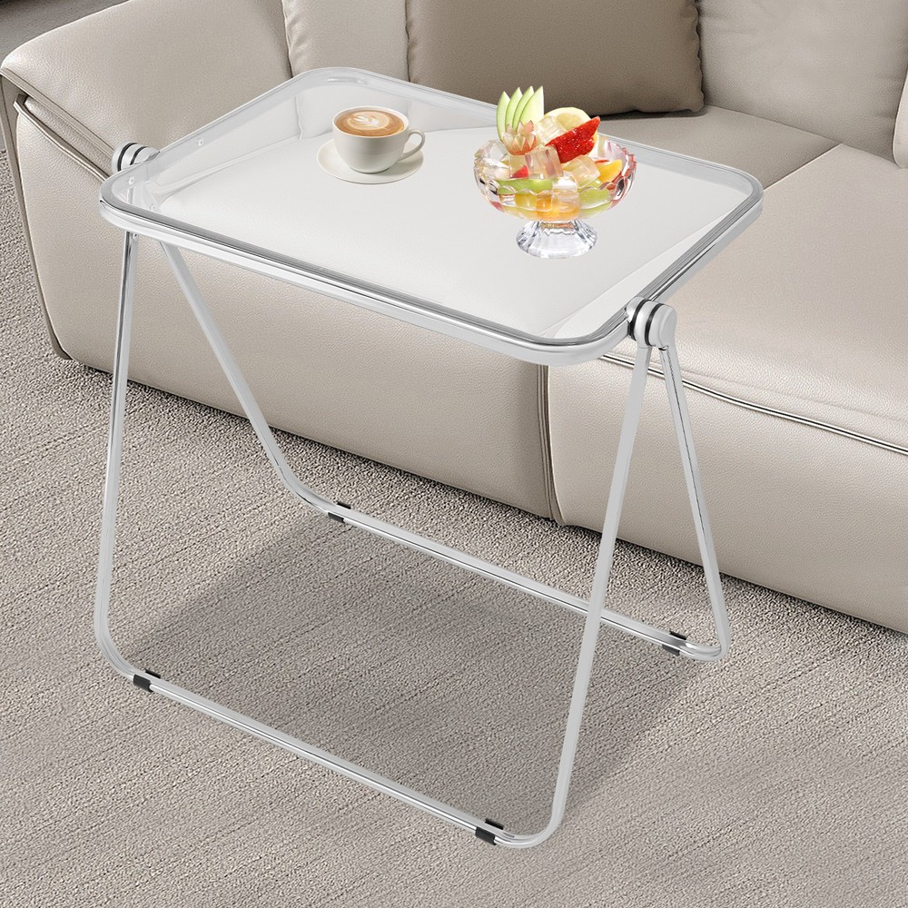 Clear Folding Table - Portable Home Office Desk & Indoor Side Table