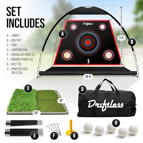 10x7 ft Golf Practice Net for Backyard & Indoor Hitting - Training Aid & Gift fo