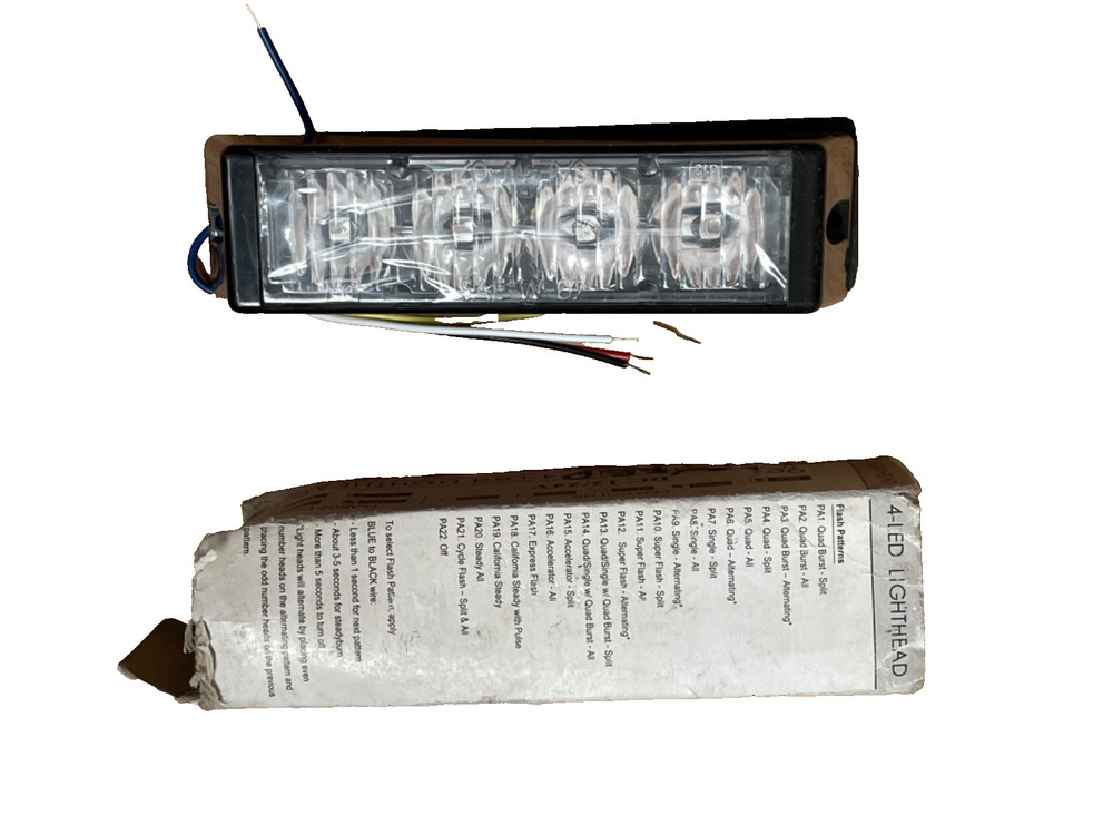 HIGH INTENSITY 4-LED LIGHTHEAD RED/AMBER MULTI FLASH PATTERNS 12V/24V NEW