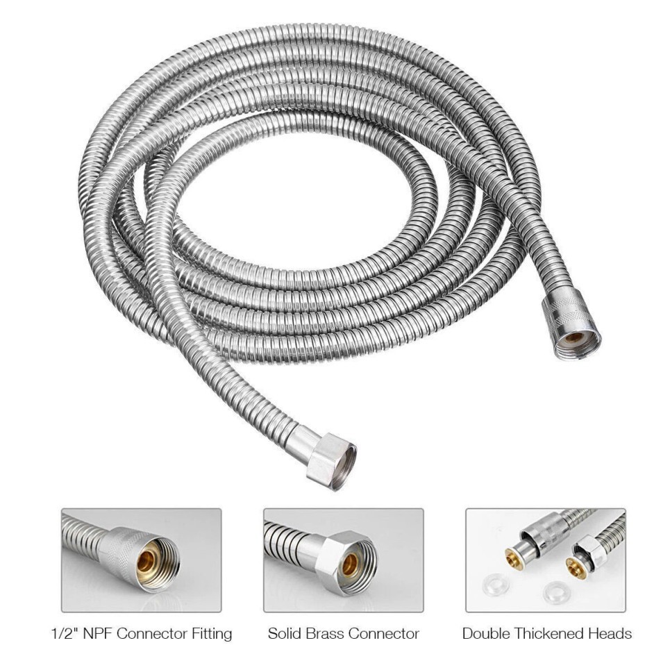 Shower Head Hose Handheld Extra Long Stainless Steel Bathroom Flexible Tube