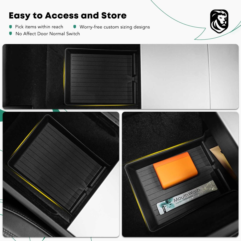 Black Center Armrest Lower Bottom Storage Compartment Box for Tesla Model 3 24