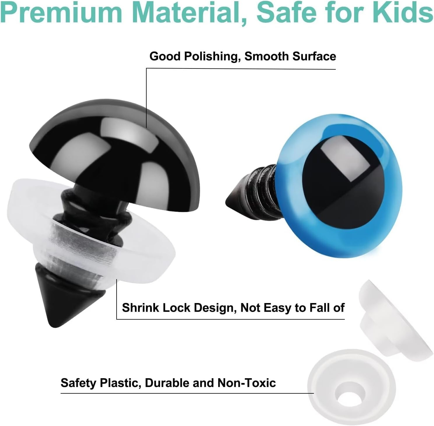 820 Plastic Safety Eyes For Crochet With Washers And Black Noses Animal Stuffed