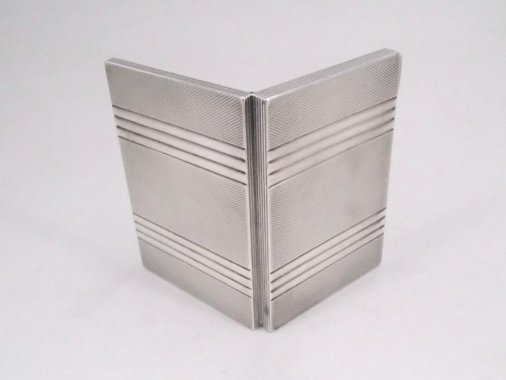 BEAUTIFUL RECTANGULAR CIGARETTE BOX SOLID SILVER VERMEIL ORIGIN FRANCE