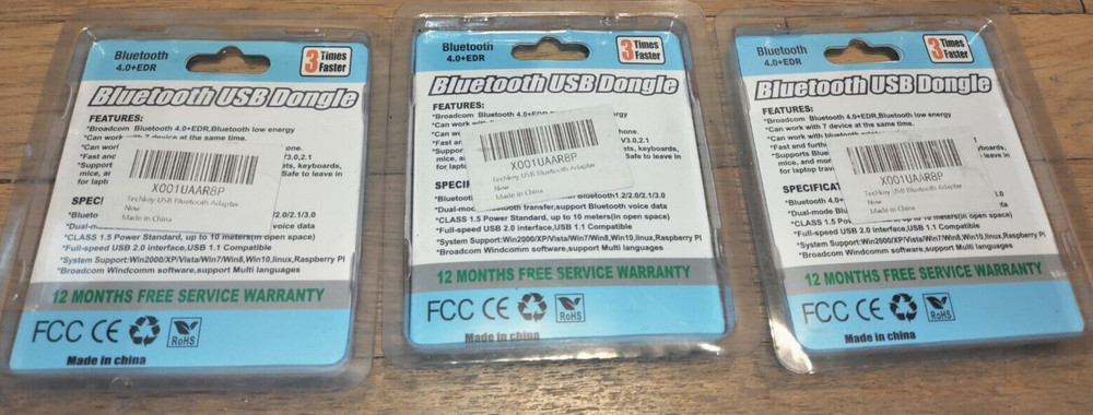 Lot of 3 Techkey Mini Size USB Bluetooth Adapter/Dongle. Bluetooth 4.0 EDR