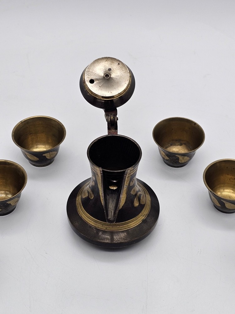VINTAGE BRASS DALLAH ARABIC MIDDLE EASTERN COFFEE SET